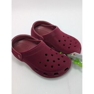 Crocs Classic Velvet Clog Kids J5 Burgundy Wine Red Flocked Slip On Shoes 211877